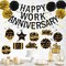 Happy Work Anniversary Decorations Black Gold, Happy Anniversary Banner